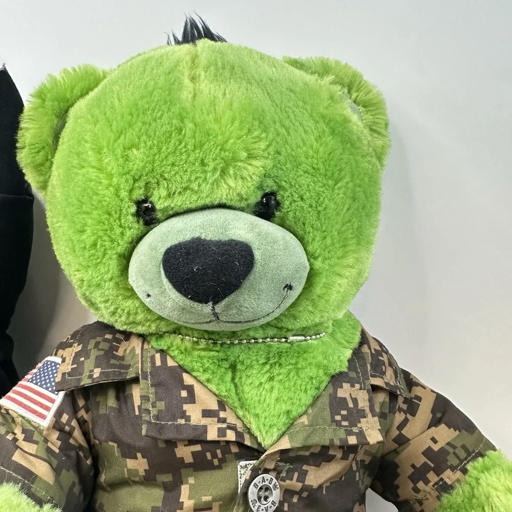 Build A Bear Super Hero Lot of 2 Bears Hulk in Fatigues and Batman with Mask